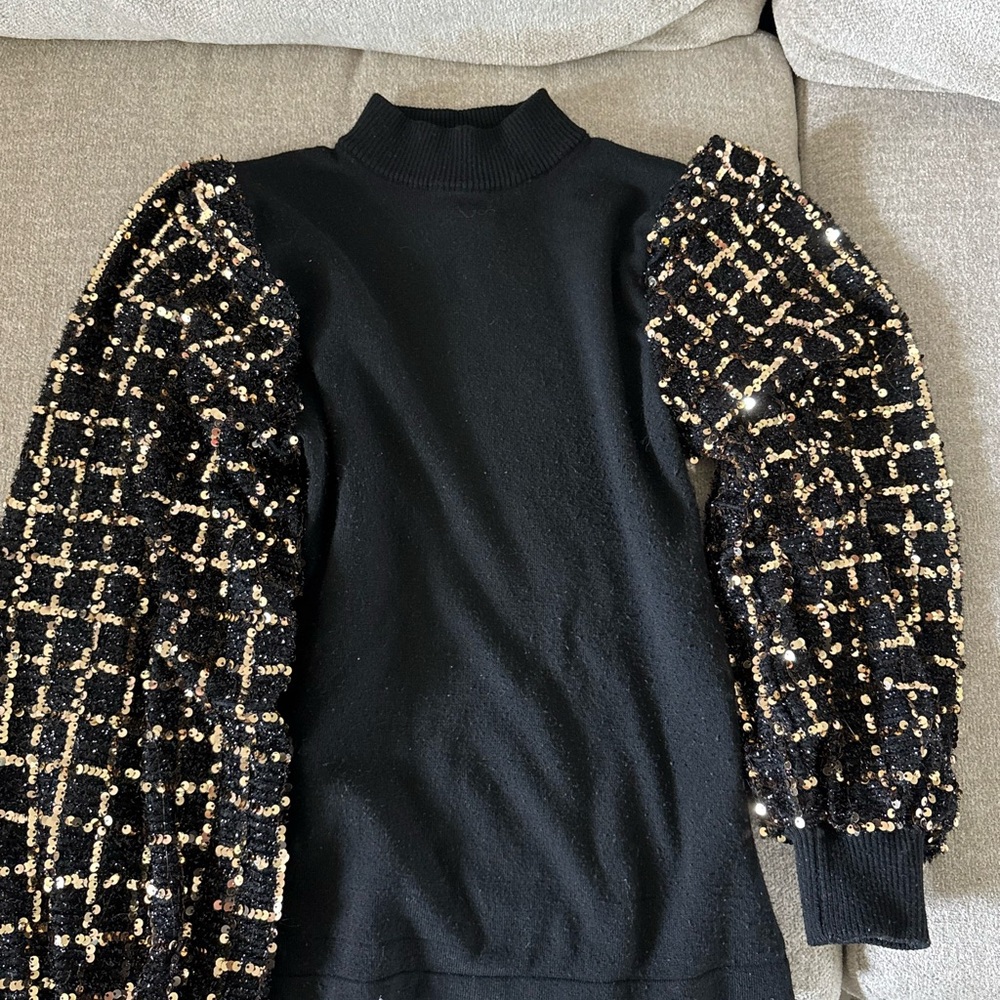 Flying Tomato Black Top with Sequin Detail